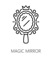 Magic mirror. Witchcraft and magic outline icon vector