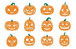 Halloween mexican pumpkins, dia de los muertos vector