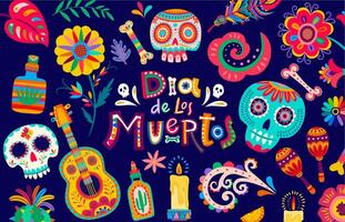Dia de los muertos banner with mexican skulls vector