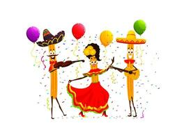 Mexican tex mex churros characters holiday party vector