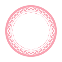 Blank Round Light Pink Simple Sticker Label with lace doily ornament border isolated Transparent png