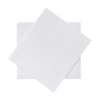 Top view of two folded pieces of white tissue paper or napkin in stack isolated with clipping path in png file format