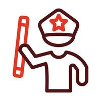 Policeman Holding Stick Glyph Two Color Icon For Personal And Commercial Use. vector