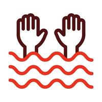 Drowning Glyph Two Color Icon For Personal And Commercial Use. vector