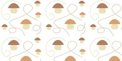 Autumn seamless pattern mushrooms on white background line geometry simple. Vector background template banner EPS10