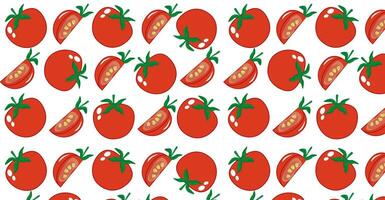 Seamless pattern red tomatoes vegetables slices on a white background. EPS10 vector