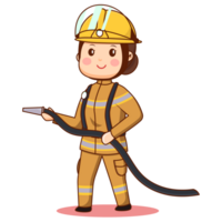 Cute Cartoon Female Firefighter Character png