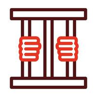 Criminal behind bars Glyph Two Color Icon For Personal And Commercial Use. vector