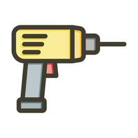 Hammer Drill Thick Line Filled Colors For Personal And Commercial Use. vector