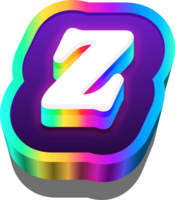 3D Metalic Rainbow Alphabet Letter Z png