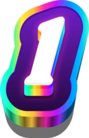 3d metalico arco iris alfabeto letra l png