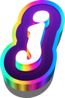 3D Metalic Rainbow Alphabet Letter J png