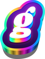 3D Metalic Rainbow Alphabet Letter G png