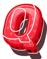 3D Red Bold Indonesia Letter Q png