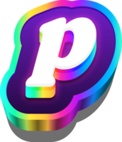 3d metallico arcobaleno alfabeto lettera p png