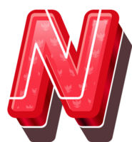 3D Red Bold Indonesia Letter N png