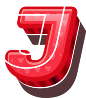 3D Red Bold Indonesia Letter J png