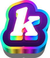 3D Metalic Rainbow Alphabet Letter K png