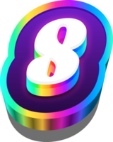 3D Metalic Rainbow Alphabet Number 8 png