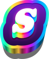 3D Metalic Rainbow Alphabet Letter S png