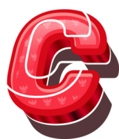 3D Red Bold Indonesia Letter C png