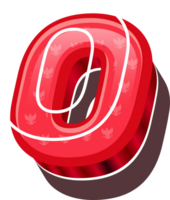 3D Red Bold Indonesia Letter O png