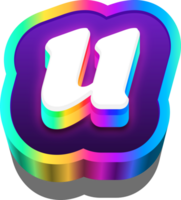 3D Metalic Rainbow Alphabet Letter U png