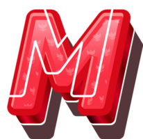 3D Red Bold Indonesia Letter M png