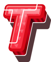 3D Red Bold Indonesia Letter T png