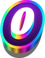 3d metalico arco iris alfabeto número 0 0 png