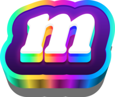 3D Metalic Rainbow Alphabet Letter M png