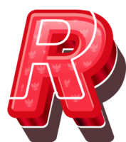 3D Red Bold Indonesia Letter R png