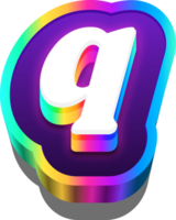 3D Metalic Rainbow Alphabet Letter Q png