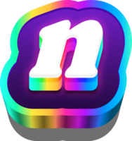 3D Metalic Rainbow Alphabet Letter N png