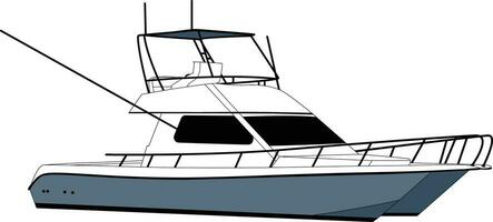 Boat vector, Fishing boat vector, Motorboat vector line art illustration.