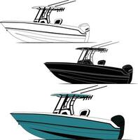 Vector, line art and color image of  fishing boat on a white background. vector