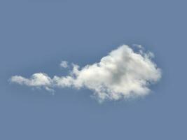 Single white cloud over blue sky background. Fluffy cumulus cloud shape photo