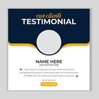 Client feedback social media post banner template. Customer feedback testimonial social media post web banner template. client testimonials social media post banner design. vector