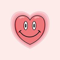 Cute vector red heart smiling