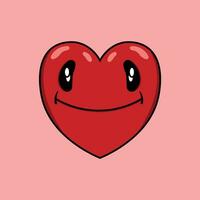 Cute vector red heart smiling