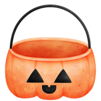 Watercolor Halloween Pumpkin Basket Illustration png