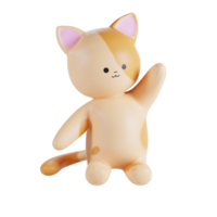 fofa gato 3d render ilustração png