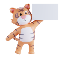 fofa tigre 3d render ilustração png