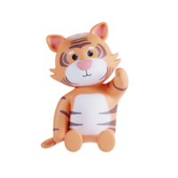 Cute tiger 3D Render Illustration png