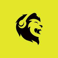 Vector illustration of cute lion music logo