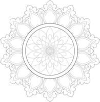 Unique complex mandala coloring book page design vector