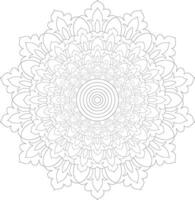Unique complex mandala coloring book page design vector
