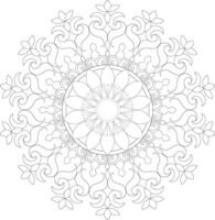 Unique complex mandala coloring book page design vector