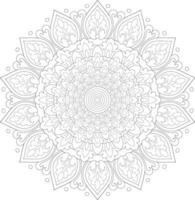 Unique complex mandala coloring book page design vector