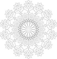 Unique complex mandala coloring book page design vector
